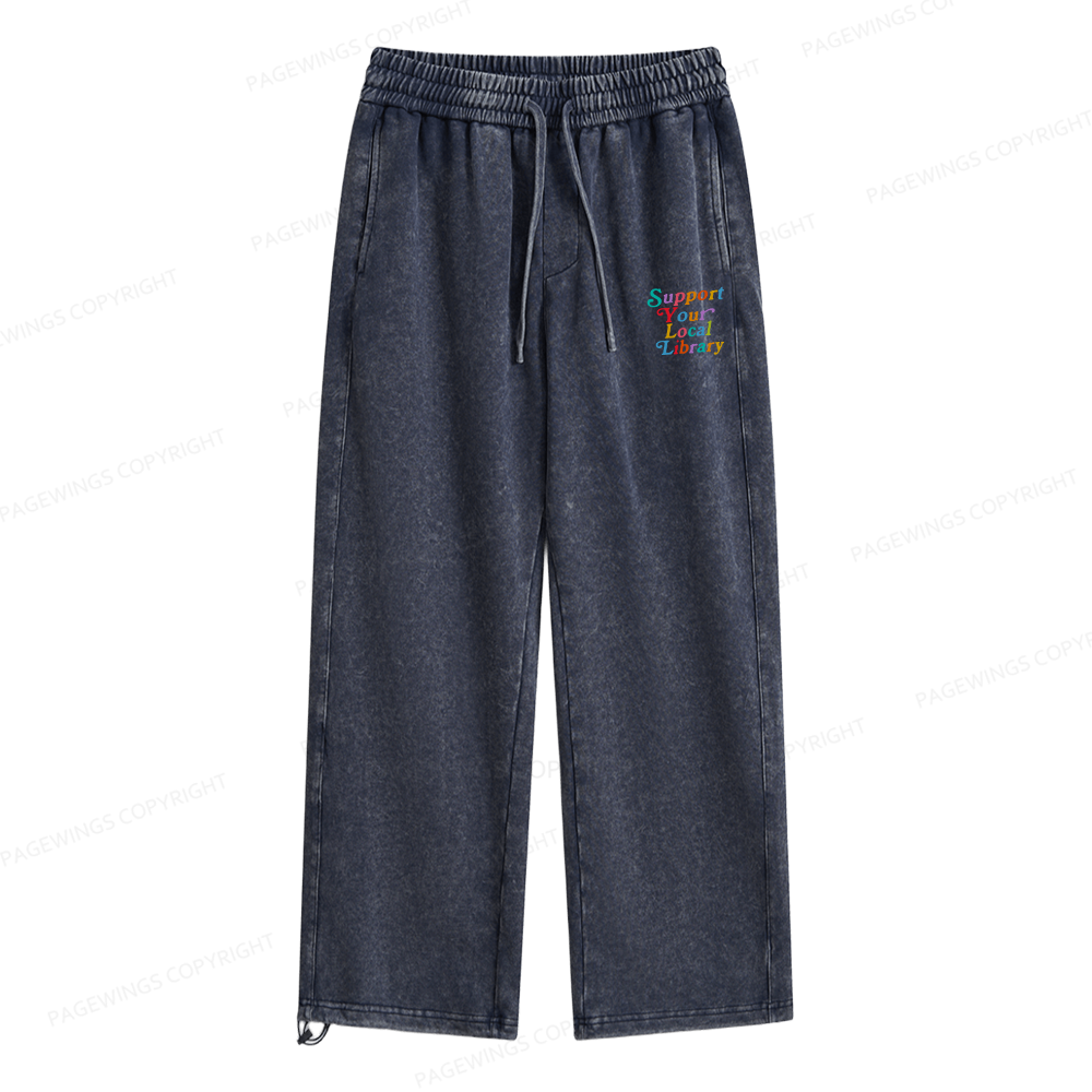 Pagewings Support Your Local Library Unisex Washed Sweatpants