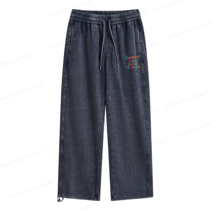 Pagewings Support Your Local Library Unisex Washed Sweatpants