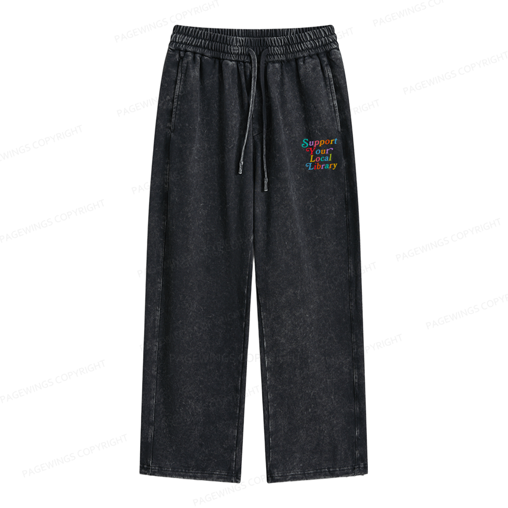 Pagewings Support Your Local Library Unisex Washed Sweatpants