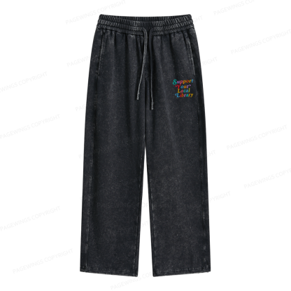Pagewings Support Your Local Library Unisex Washed Sweatpants