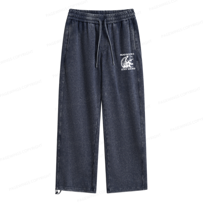 Pagewings Read Books Stay Weird Unisex Washed Sweatpants