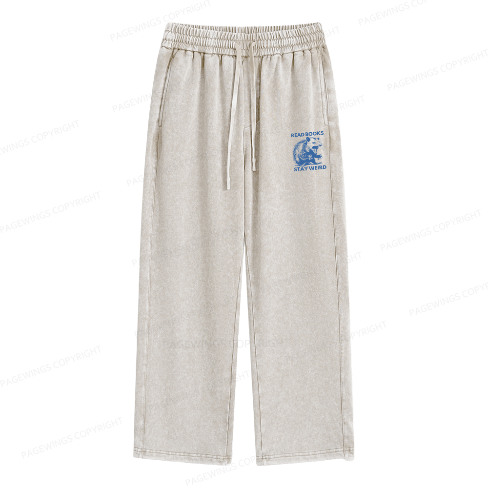 Pagewings Read Books Stay Weird Unisex Washed Sweatpants