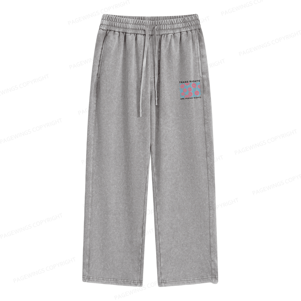 Pagewings Trans Rights Are Human Rights Unisex Washed Sweatpants