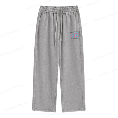 Pagewings Trans Rights Are Human Rights Unisex Washed Sweatpants
