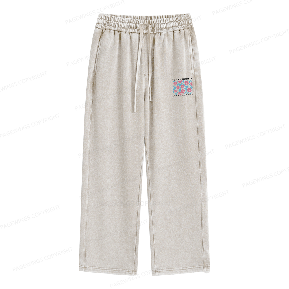 Pagewings Trans Rights Are Human Rights Unisex Washed Sweatpants