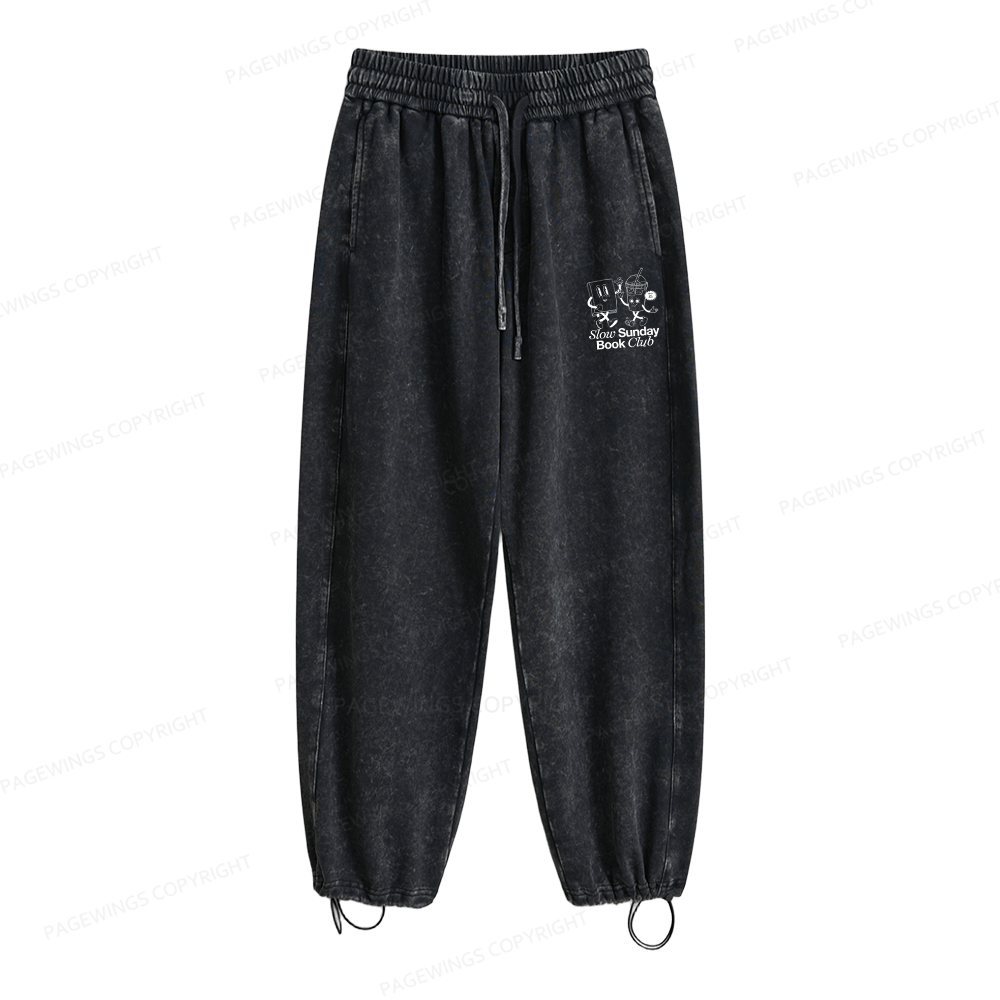 Pagewings Slow Sunday Book Club Unisex Washed Sweatpants