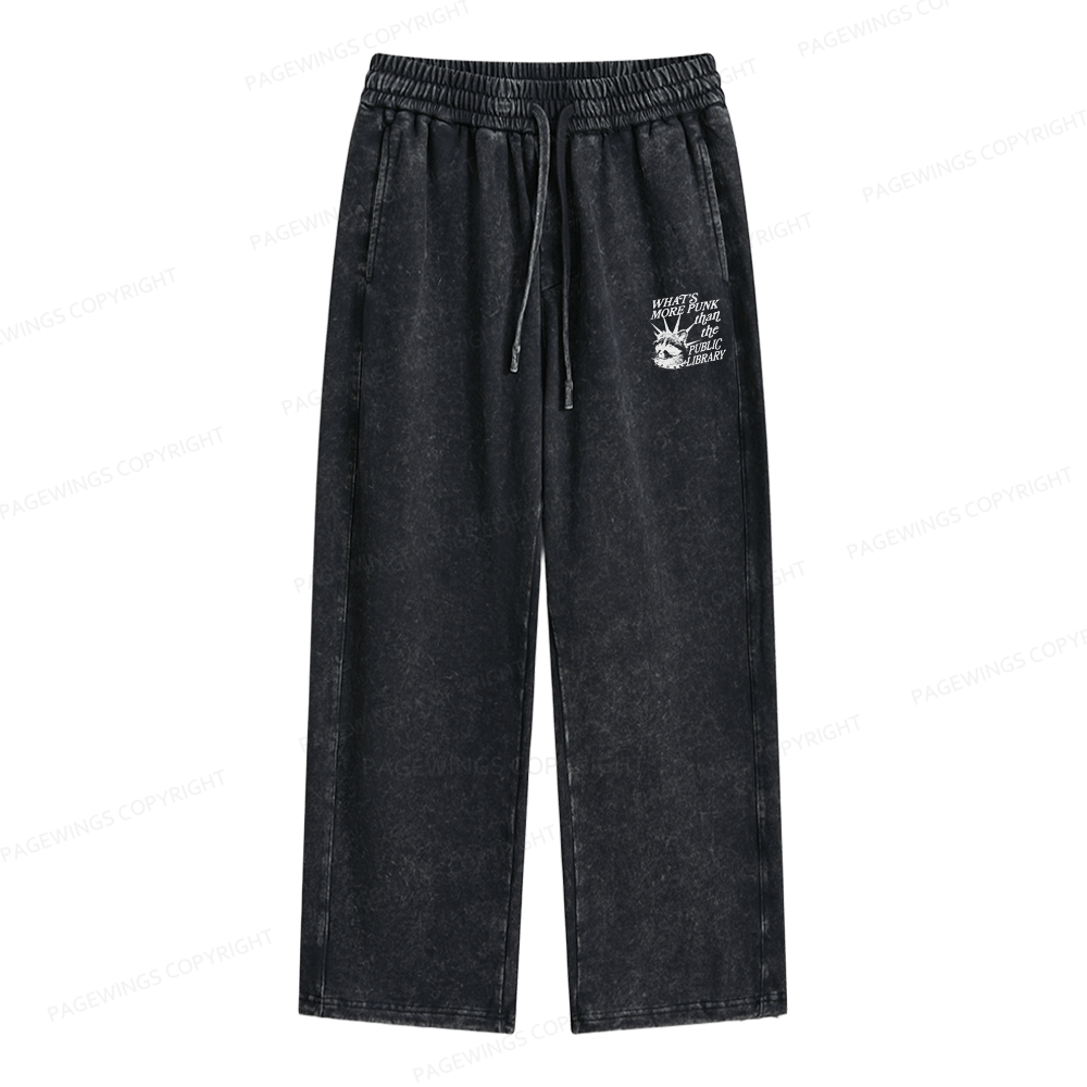 Pagewings What’s More Punk Than The Public Library Unisex Washed Sweatpants