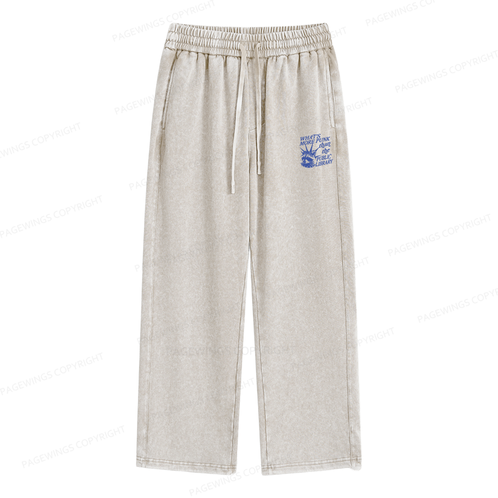 Pagewings What’s More Punk Than The Public Library Unisex Washed Sweatpants