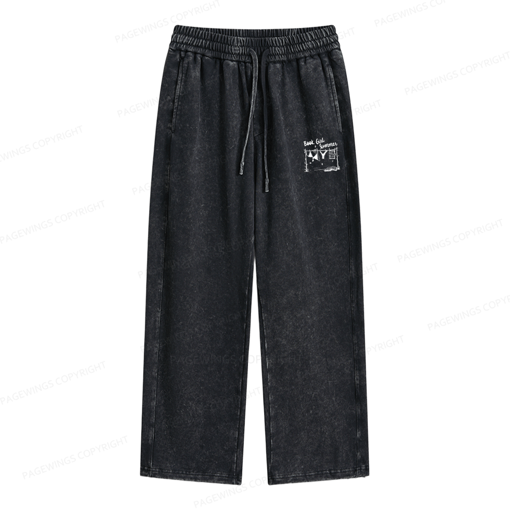 Pagewings Book Girl Summer Bookish Unisex Washed Sweatpants