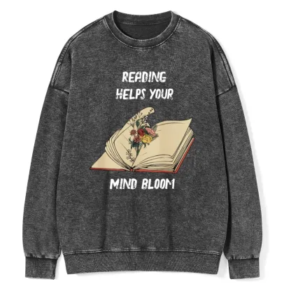 Pagewings Personalised Vintage Reading Book Wild Flowers Unisex Washed Sweatshirt