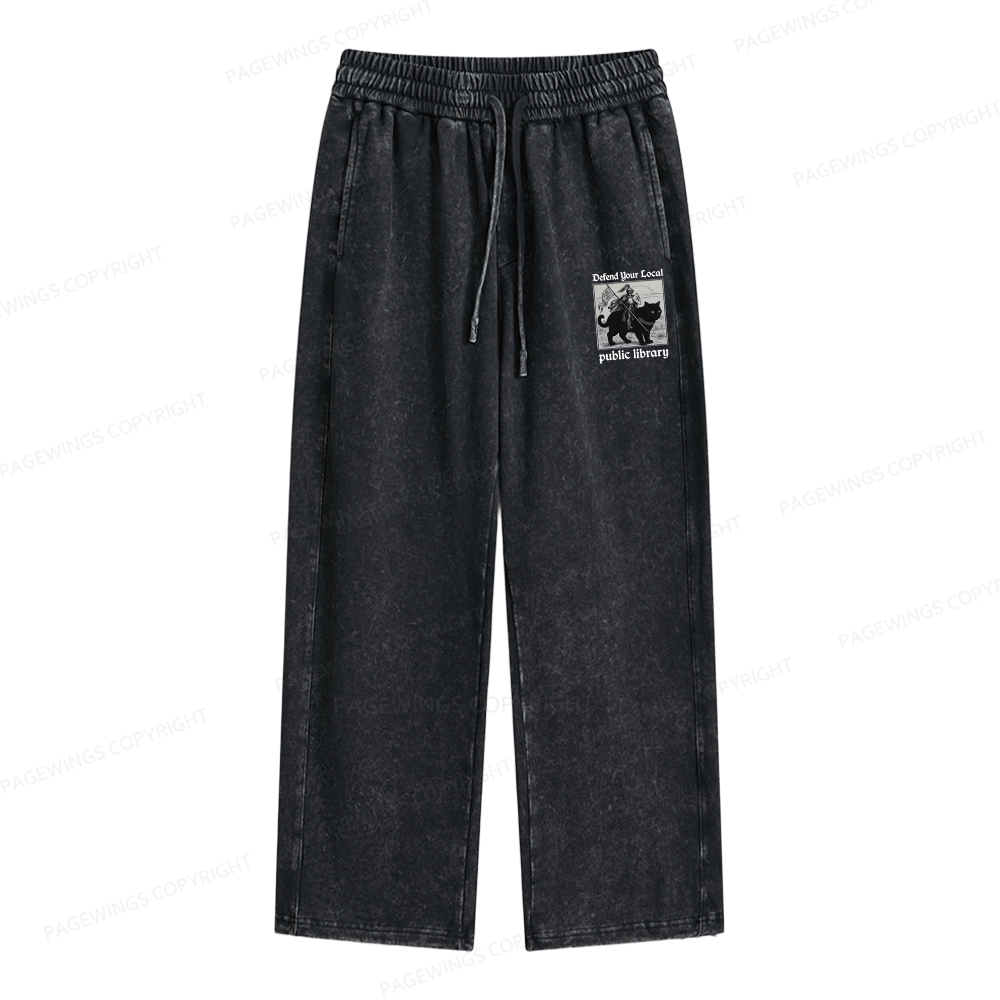 Pagewings Defend Your Local public library Unisex Washed Sweatpants