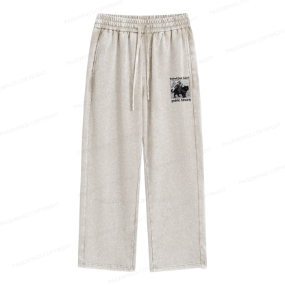 Pagewings Defend Your Local public library Unisex Washed Sweatpants