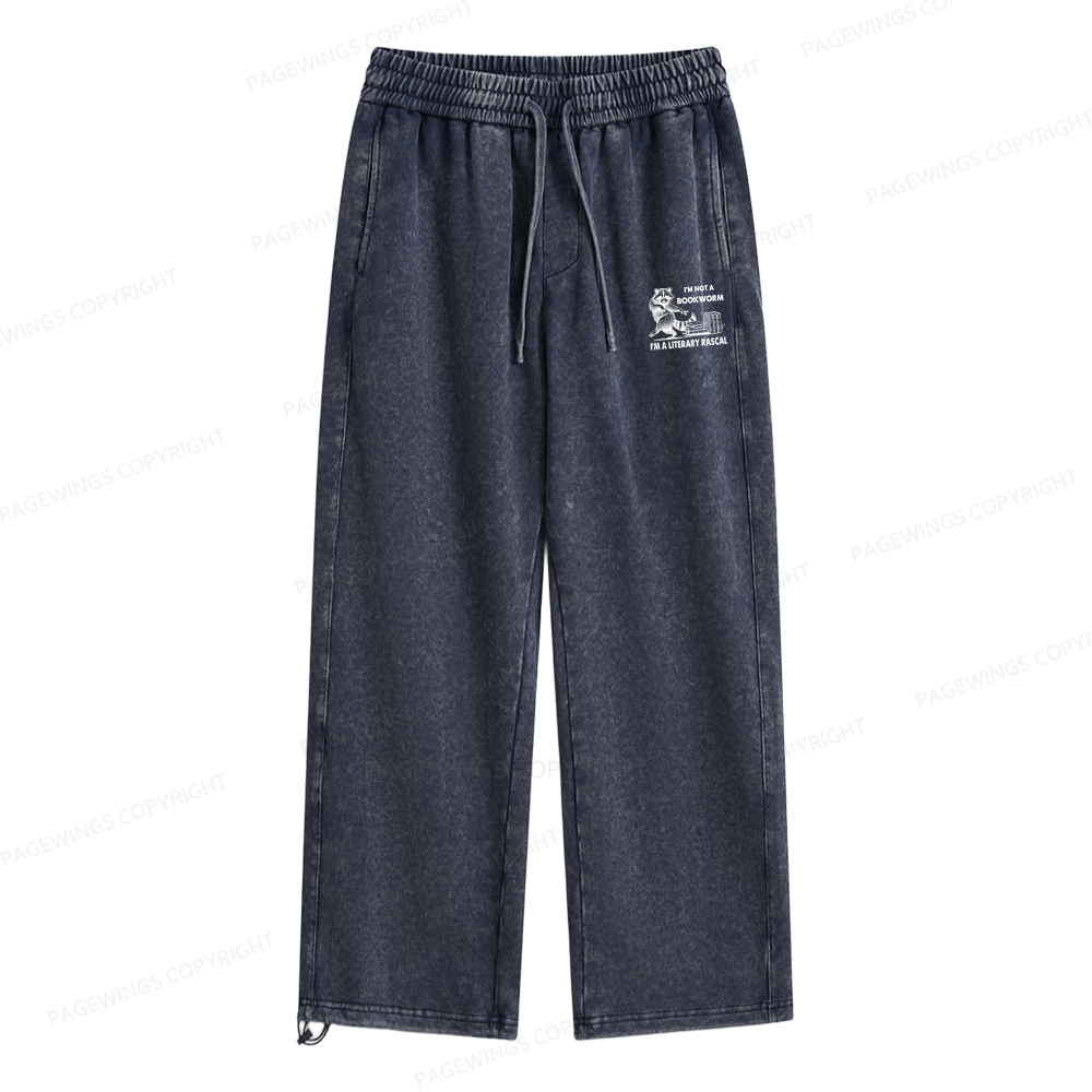 Pagewings I'm Not A Bookworm I'm A Literary Rascal Unisex Washed Sweatpants