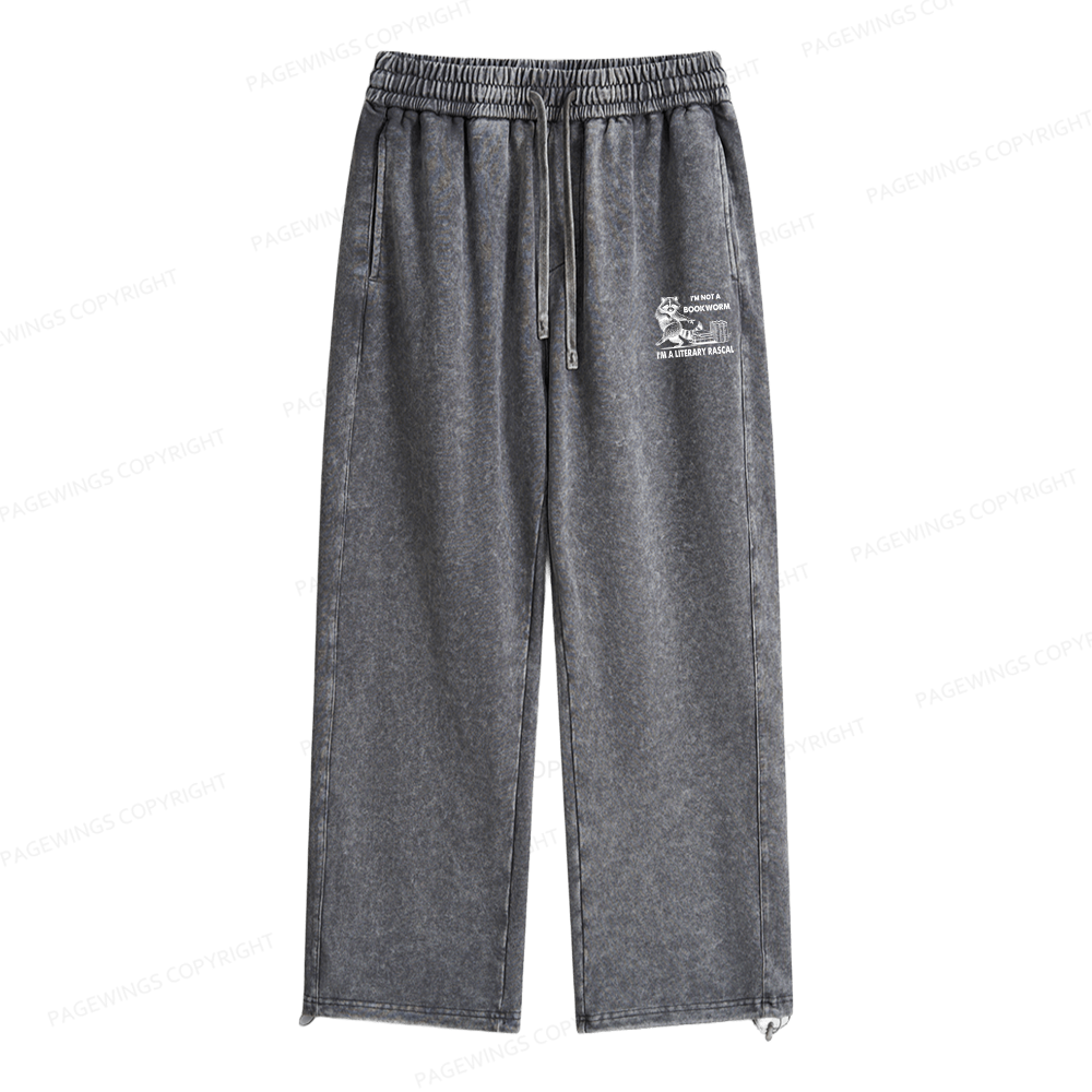 Pagewings I'm Not A Bookworm I'm A Literary Rascal Unisex Washed Sweatpants