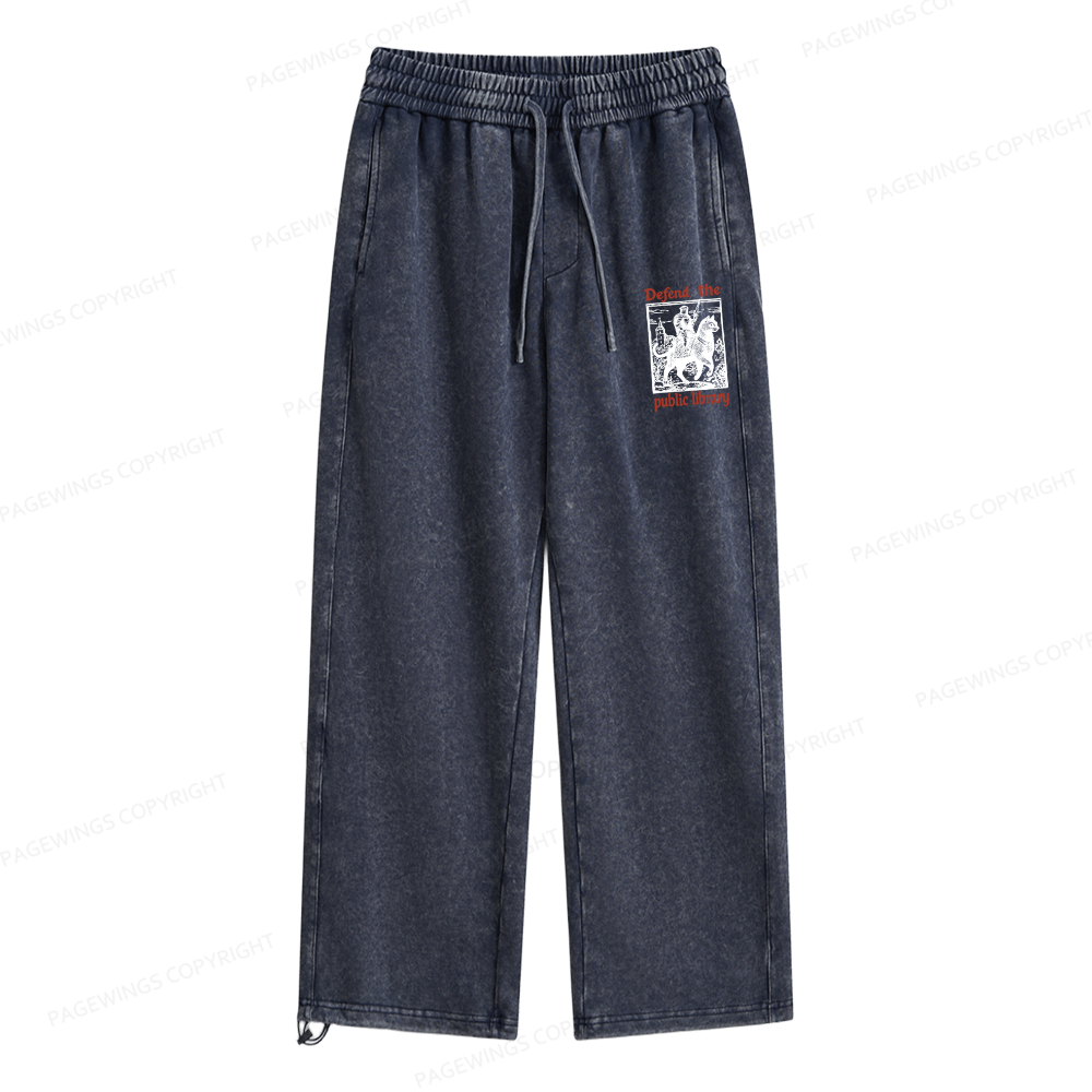 Pagewings Defend the Public Library Unisex Washed Sweatpants