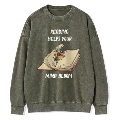 Pagewings Personalised Vintage Reading Book Wild Flowers Unisex Washed Sweatshirt