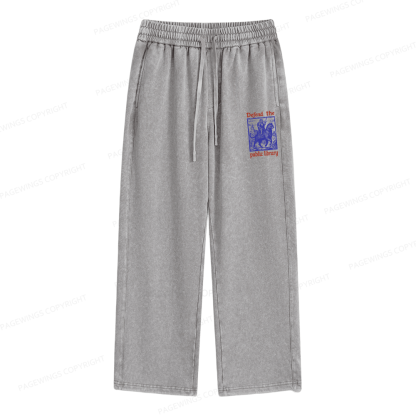 Pagewings Defend the Public Library Unisex Washed Sweatpants
