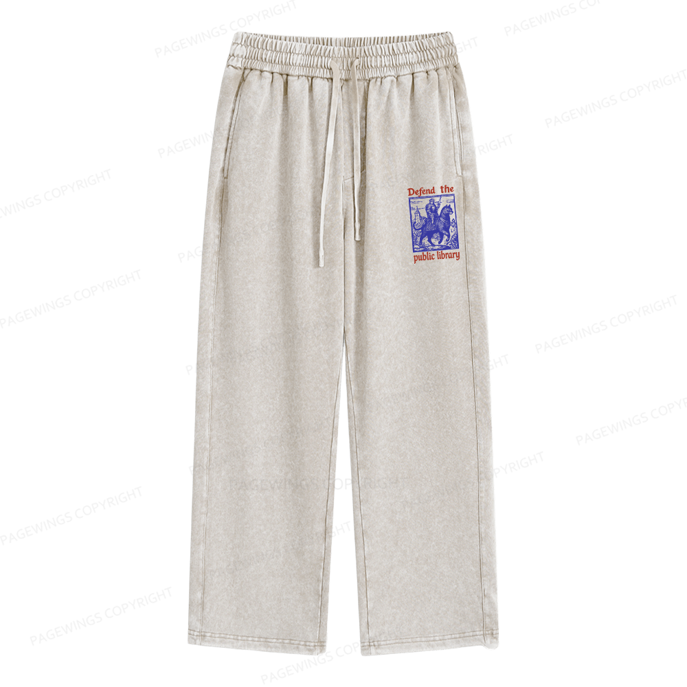 Pagewings Defend the Public Library Unisex Washed Sweatpants
