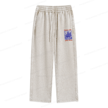 Pagewings Defend the Public Library Unisex Washed Sweatpants