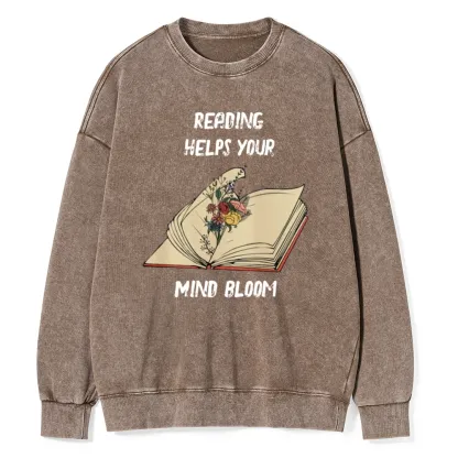 Pagewings Personalised Vintage Reading Book Wild Flowers Unisex Washed Sweatshirt
