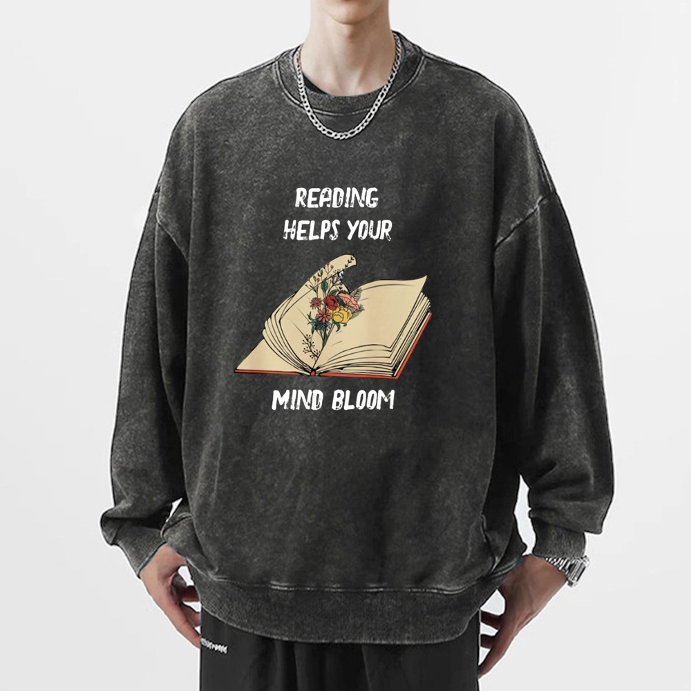 Pagewings Personalised Vintage Reading Book Wild Flowers Unisex Washed Sweatshirt