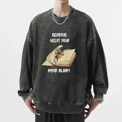 Pagewings Personalised Vintage Reading Book Wild Flowers Unisex Washed Sweatshirt