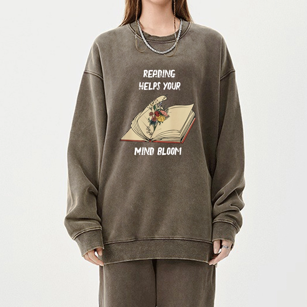 Pagewings Personalised Vintage Reading Book Wild Flowers Unisex Washed Sweatshirt