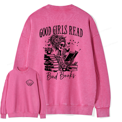 Pagewings Good Girls Read Bad Books Unisex Washed Sweatshirt