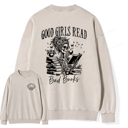 Pagewings Good Girls Read Bad Books Unisex Washed Sweatshirt