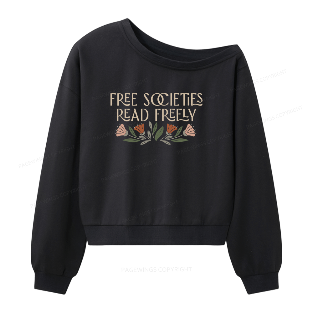 Pagewings Read Freely Women Off  Shoulder Sweatshirt