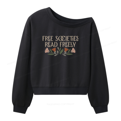 Pagewings Read Freely Women Off  Shoulder Sweatshirt