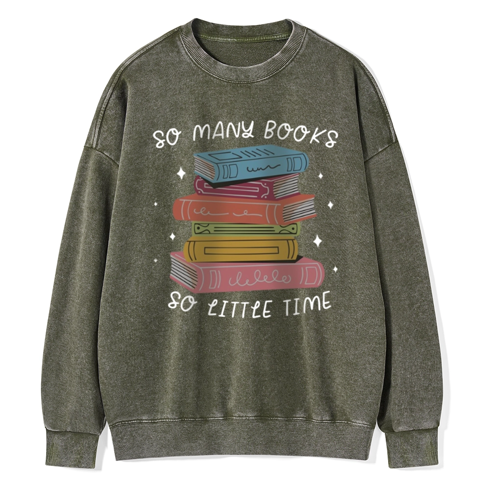 Pagewings So Many Books So Little Time Unisex Washed Sweatshirt