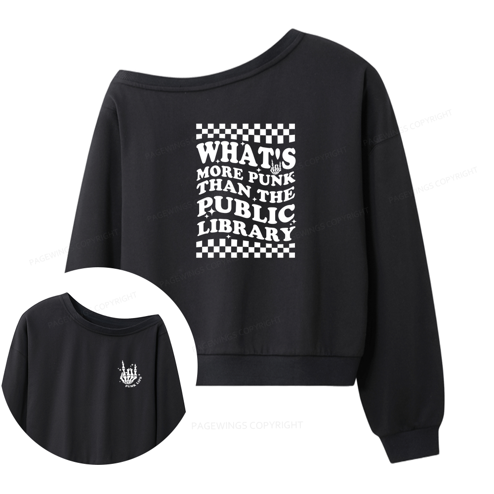 Pagewings Punk The Public Library Women Off  Shoulder Sweatshirt