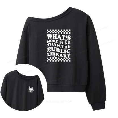 Pagewings Punk The Public Library Women Off  Shoulder Sweatshirt