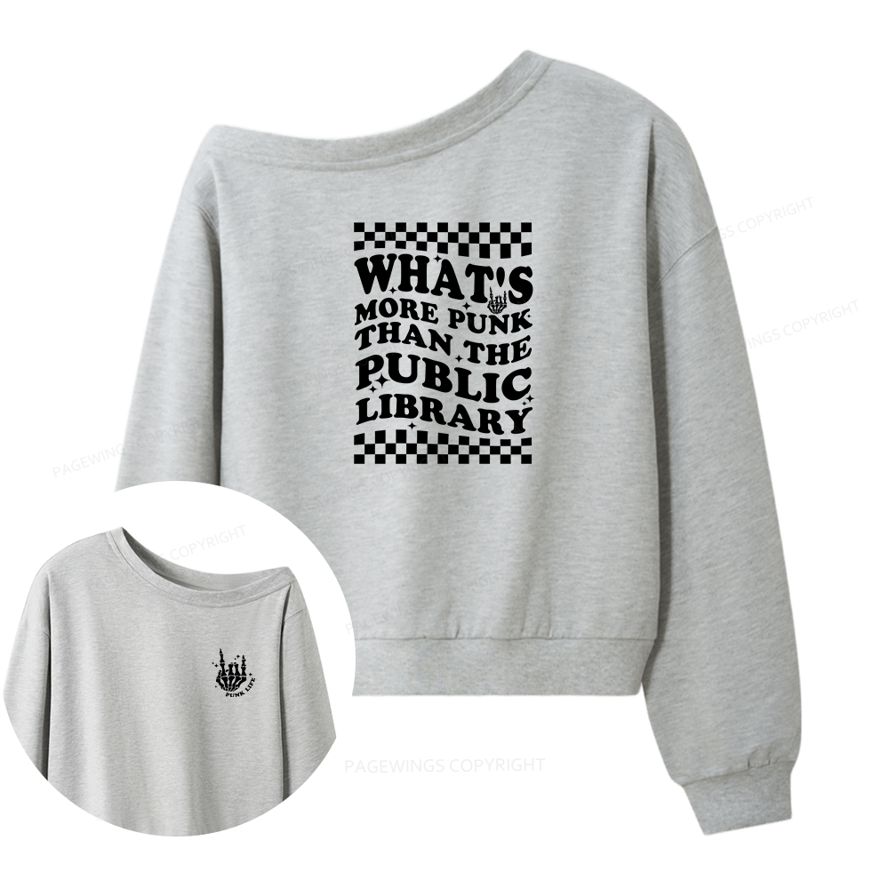 Pagewings Punk The Public Library Women Off  Shoulder Sweatshirt
