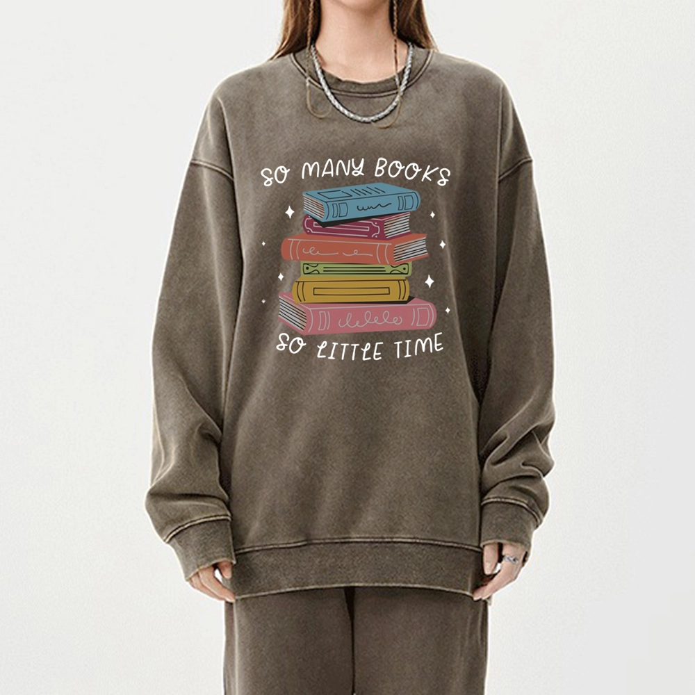 Pagewings So Many Books So Little Time Unisex Washed Sweatshirt