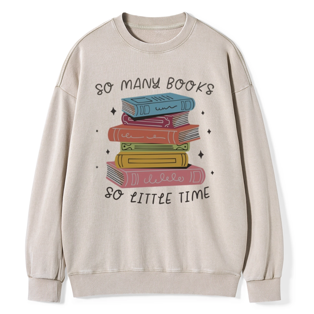 Pagewings So Many Books So Little Time Unisex Washed Sweatshirt