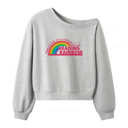 Pagewings Reading Rainbow Women Off  Shoulder Sweatshirt