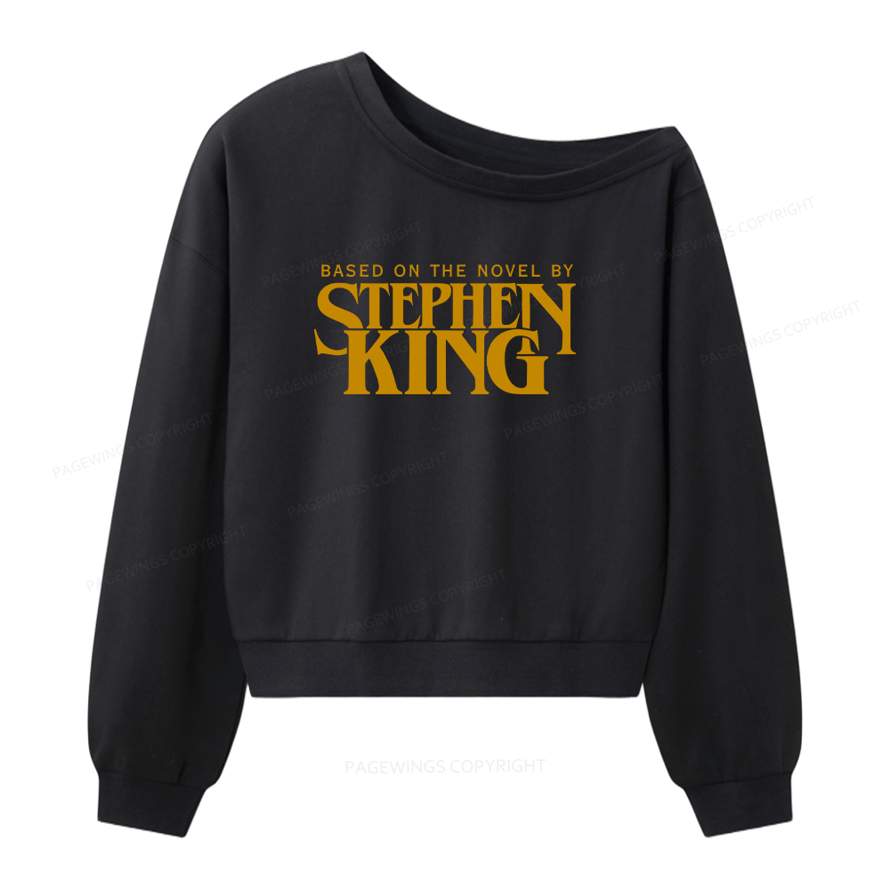 Pagewings Based On A Novel By Stephen King Women Off  Shoulder Sweatshirt