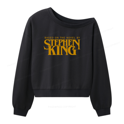 Pagewings Based On A Novel By Stephen King Women Off  Shoulder Sweatshirt