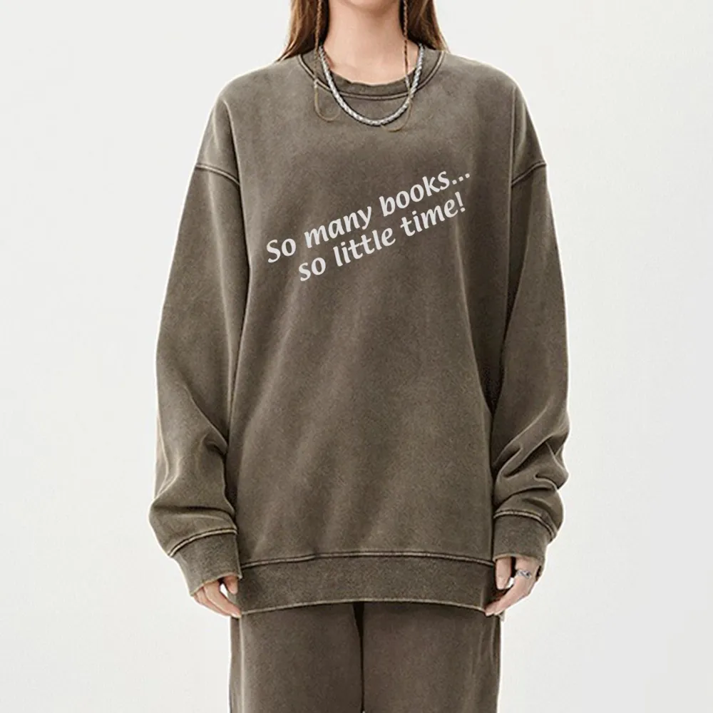 Pagewings So Many Books So Little Time Unisex Washed Sweatshirt