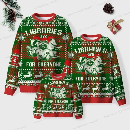 Pagewings Libraries Are For Everyone Unisex Ugly Knit Sweatshirt