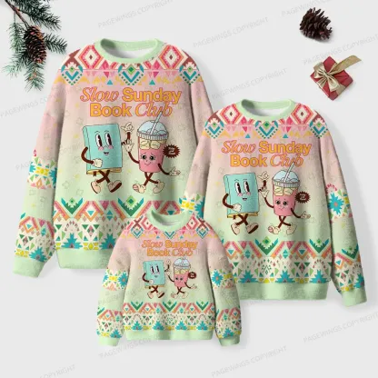 Pagewings Slow Sunday Book Club Unisex Ugly Knit Sweatshirt