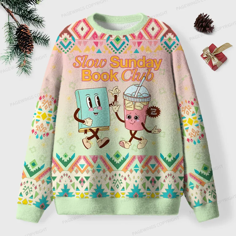 Pagewings Slow Sunday Book Club Unisex Ugly Sweatshirt