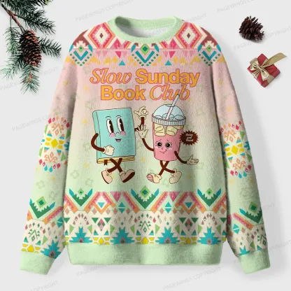 Pagewings Slow Sunday Book Club Unisex Ugly Knit Sweatshirt