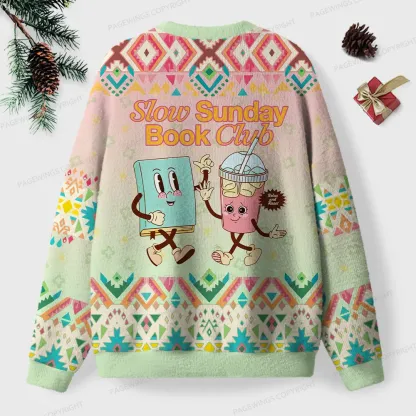 Pagewings Slow Sunday Book Club Unisex Ugly Knit Sweatshirt