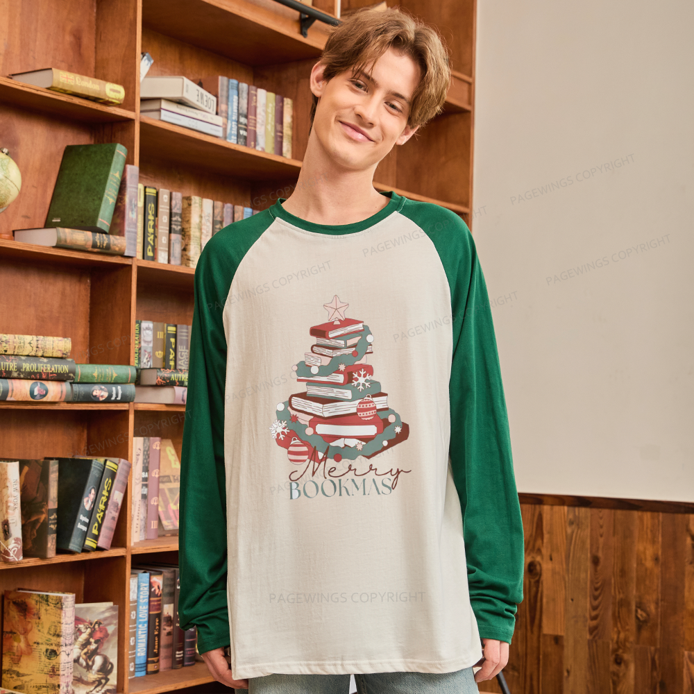 Pagewings Merry Bookmas Long Sleeve Raglan T-shirt