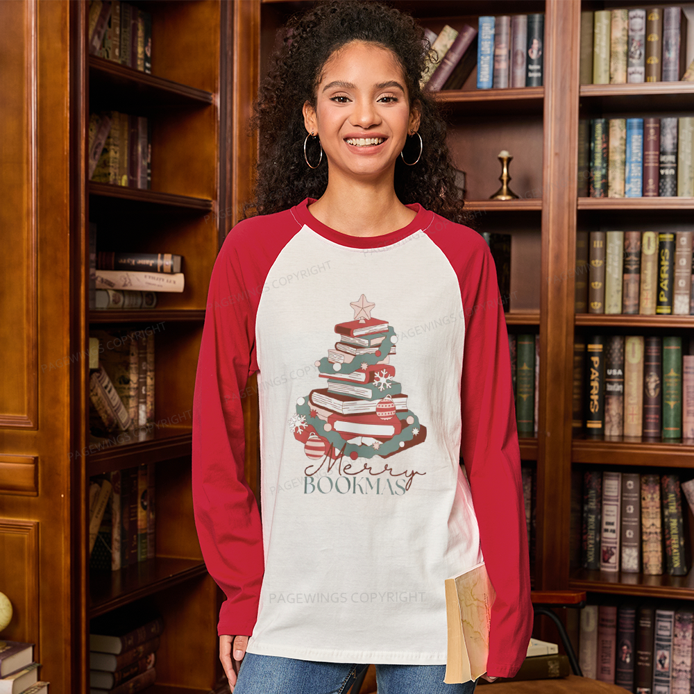 Pagewings Merry Bookmas Long Sleeve Raglan T-shirt