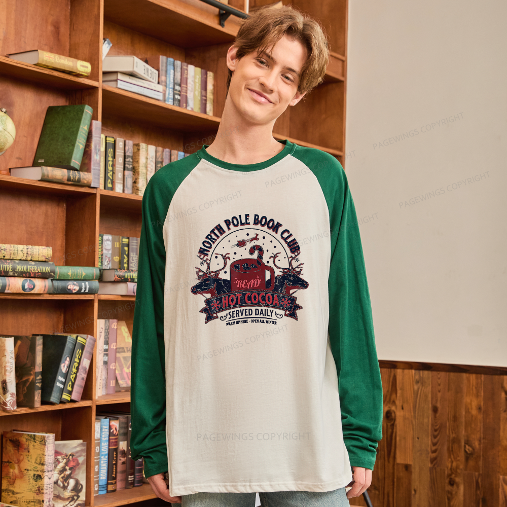Pagewings North Pole Book Club Long Sleeve Raglan T-shirt