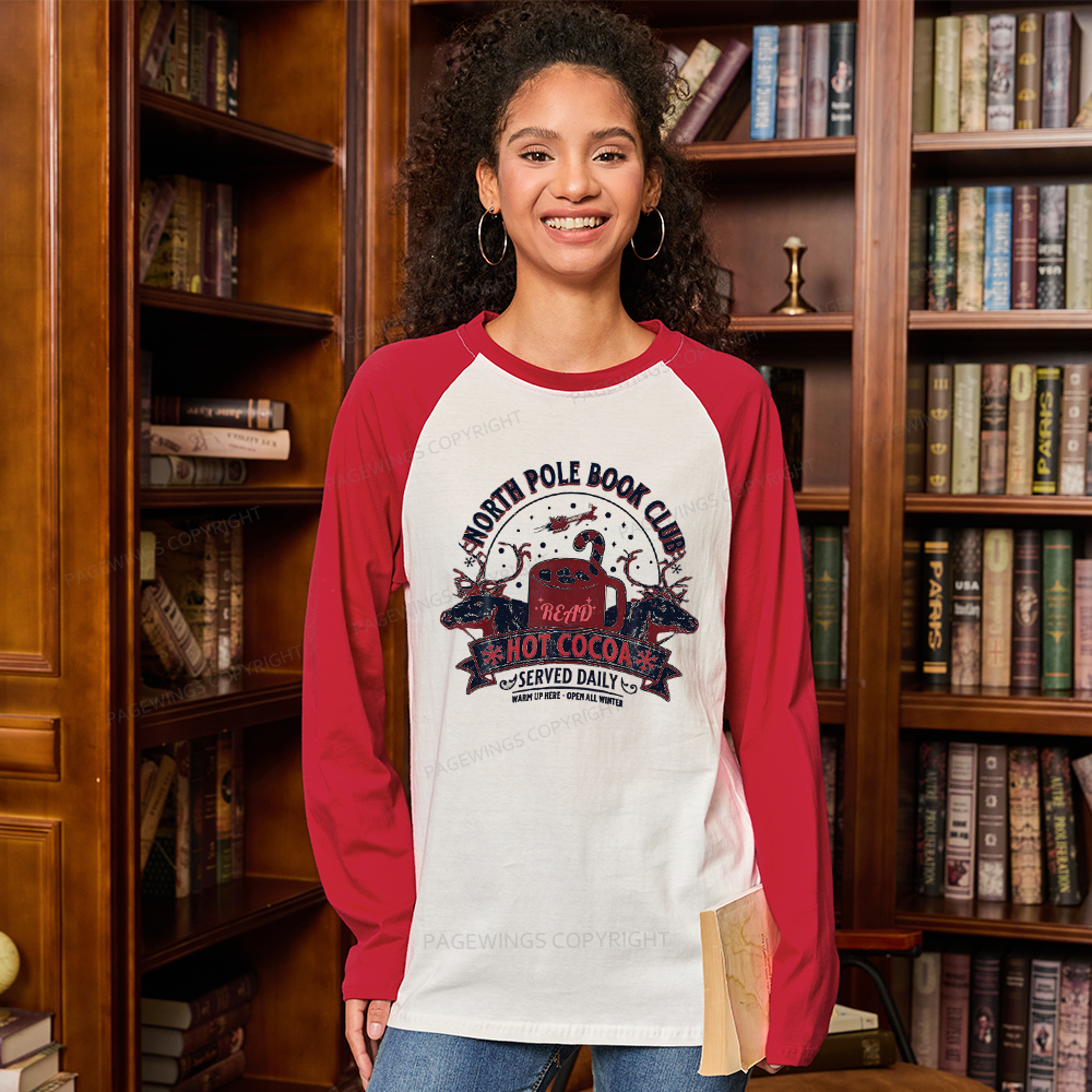 Pagewings North Pole Book Club Long Sleeve Raglan T-shirt